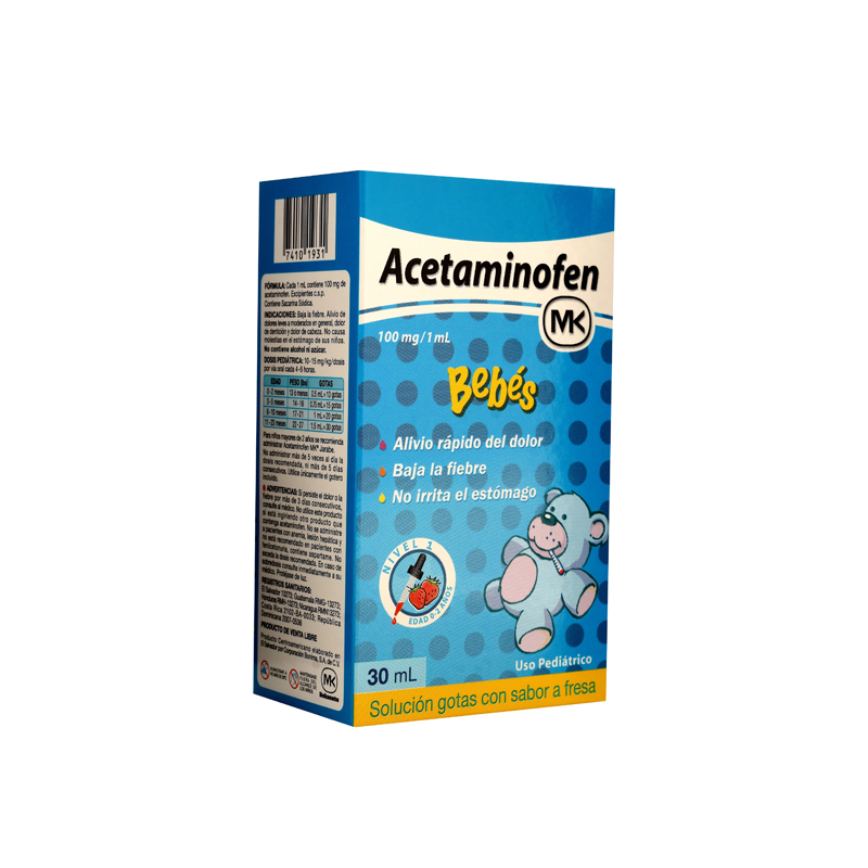 ACETAMINOFEN MK PEDIATRICO 100MG/ML 30ML GOTAS Distribuidor de MK