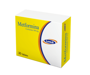 Caja de Metformina Luveck 500mg de 30 comprimidos